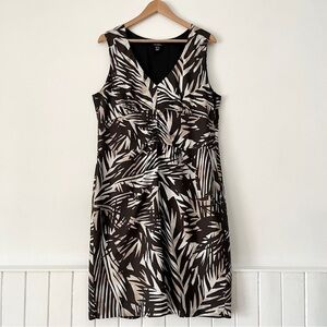 Louben Tropical Leaf Print Sleeveless Dress Size 16